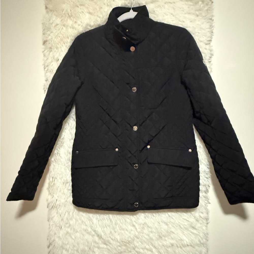Michael Kors Black Puffer Jacket with Stand-up Collar